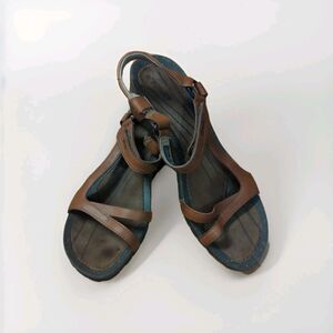 Teva Cabrillo Sandals Womens 8 Brown Leather Strappy Comfort Wedge Ankle Strap